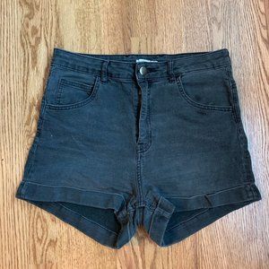 Faded black high waist denim shorts